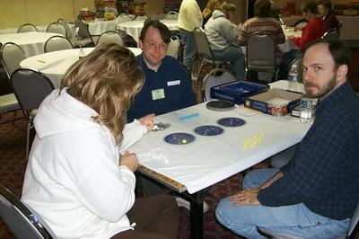 Kendra, Christian and I playing Stermenhimmel.