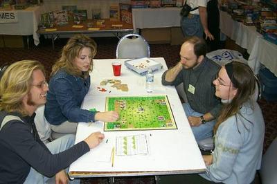 Kendra and I playing Fresh Fish with Jeph and Edith.