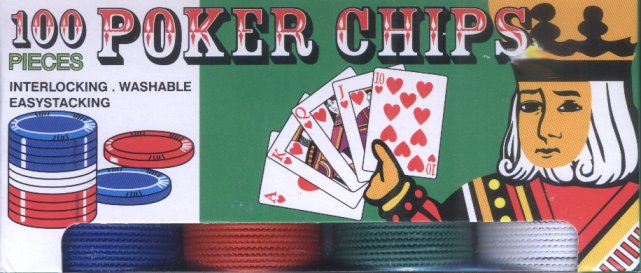 Fair Play Games Poker Chips Plastic Blue, Red, Green & White (100