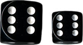 Dice - Opaque: 16mm D6 Black with White (Set of 12) by Chessex Manufacturing 