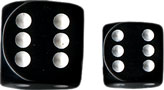 Dice - Opaque: 16mm D6 Black with White (Set of 12) by Chessex Manufacturing