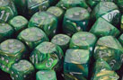 Dice - Lustrous: 16mm D6 Green with Silver (Set of 12) by Chessex Manufacturing