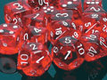 Dice - Translucent: Poly Red With White (Set of 7) by Chessex Manufacturing