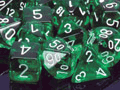 Dice - Translucent: Poly Green With White (Set of 7) by Chessex Manufacturing