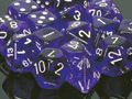 Dice - Translucent: Poly Purple With White (Set of 7) by Chessex Manufacturing