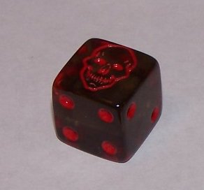 Death Dice - Transparent Smoke with Red by Flying Buffalo Inc.
