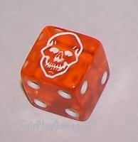 Death Dice - Transparent Orange with White by Flying Buffalo Inc.