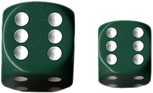 Dice - Opaque: 16mm D6 Green with White (Set of 12) by Chessex Manufacturing 