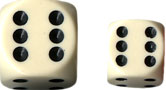 Dice - Opaque: 12mm D6 Ivory with Black (Set of 36) by Chessex Manufacturing