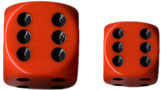 Dice - Opaque: 16mm D6 Orange with Black (Set of 12) by Chessex Manufacturing