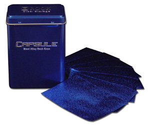 Deck Case - Metalized Steel Alloy with 50 Sleeves (Vortex Blue) by Rook Steel Storage