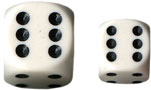 Dice - Opaque: 16mm D6 White with Black (Set of 12) by Chessex Manufacturing