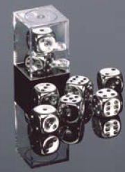 Silver-plated 16mm D6 Dice Pair by Chessex Manufacturing