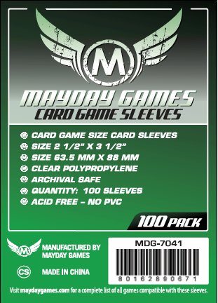 Card Sleeves - 63.5 x 88mm Clear Sleeves (100) by Mayday Games