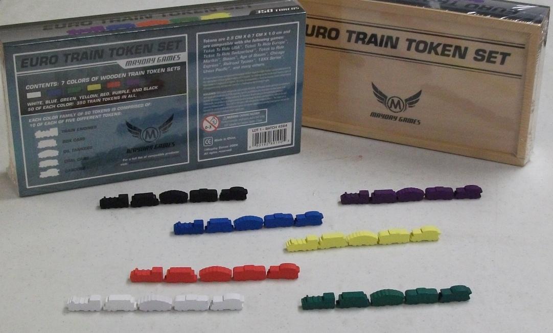 Premium Wooden Train Token Set (350) by Mayday Games