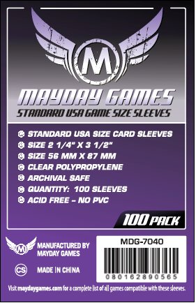 Card Sleeves - Standard USA 56 x 87mm Clear Sleeves (100) by Mayday Games