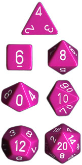 Dice - Opaque: Poly Set Light Purple with White (Set of 7) by Chessex Manufacturing