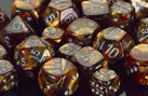 Dice - Lustrous: 16mm D6 Gold with Silver (Set of 12) by Chessex Manufacturing