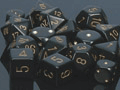 Dice - Opaque: Poly Set black With gold (set of 7) by Chessex Manufacturing