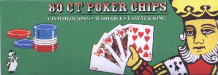 Poker Chips - Plastic - Blue, Red, Green & White (80) by 