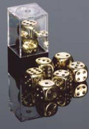 Gold-plated 16mm D6 Dice Pair by Chessex Manufacturing