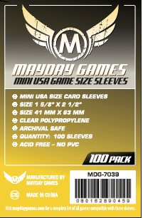 Card Sleeves - Mini USA 41 x 63mm Clear Sleeves (100) by Mayday Games